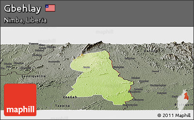 Physical Panoramic Map of Gbehlay, darken, semi-desaturated