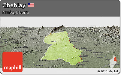 Physical Panoramic Map of Gbehlay, darken, semi-desaturated