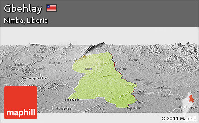 Physical Panoramic Map of Gbehlay, desaturated