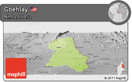 Physical Panoramic Map of Gbehlay, desaturated