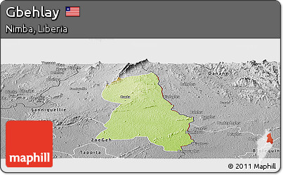 Physical Panoramic Map of Gbehlay, desaturated