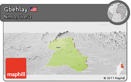 Physical Panoramic Map of Gbehlay, lighten, desaturated