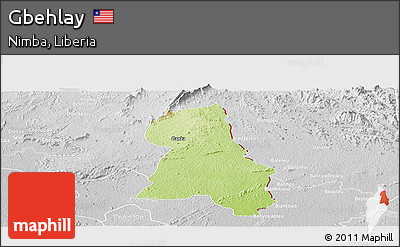 Physical Panoramic Map of Gbehlay, lighten, desaturated