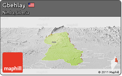 Physical Panoramic Map of Gbehlay, lighten, desaturated