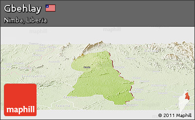 Physical Panoramic Map of Gbehlay, lighten