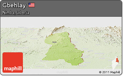 Physical Panoramic Map of Gbehlay, lighten