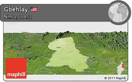 Physical Panoramic Map of Gbehlay, satellite outside