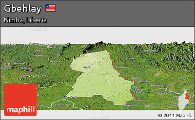Physical Panoramic Map of Gbehlay, satellite outside