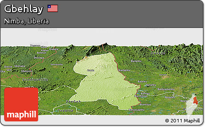 Physical Panoramic Map of Gbehlay, satellite outside