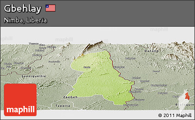 Physical Panoramic Map of Gbehlay, semi-desaturated