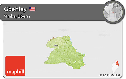 Physical Panoramic Map of Gbehlay, single color outside