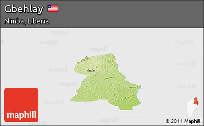 Physical Panoramic Map of Gbehlay, single color outside