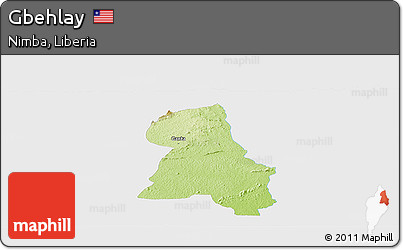 Physical Panoramic Map of Gbehlay, single color outside