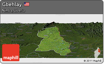 Satellite Panoramic Map of Gbehlay, darken