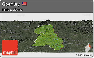 Satellite Panoramic Map of Gbehlay, darken, semi-desaturated