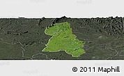 Satellite Panoramic Map of Gbehlay, darken, semi-desaturated
