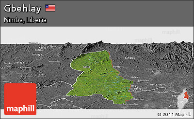 Satellite Panoramic Map of Gbehlay, desaturated