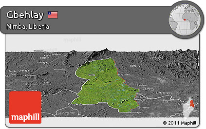 Satellite Panoramic Map of Gbehlay, desaturated
