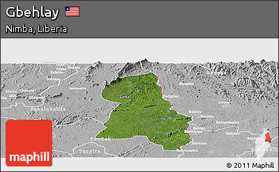 Satellite Panoramic Map of Gbehlay, lighten, desaturated