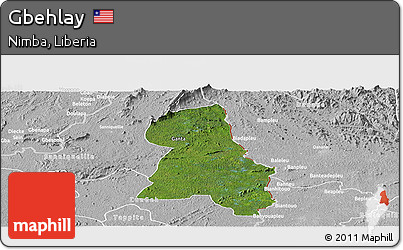 Satellite Panoramic Map of Gbehlay, lighten, desaturated