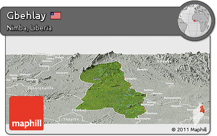 Satellite Panoramic Map of Gbehlay, lighten, semi-desaturated