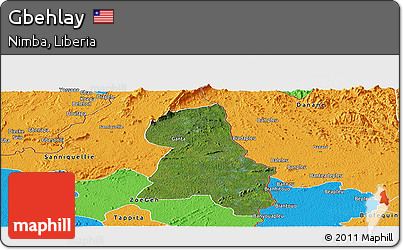 Satellite Panoramic Map of Gbehlay, political outside