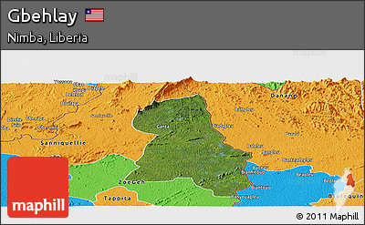 Satellite Panoramic Map of Gbehlay, political outside