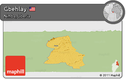 Savanna Style Panoramic Map of Gbehlay, single color outside