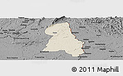 Shaded Relief Panoramic Map of Gbehlay, darken, desaturated