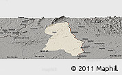 Shaded Relief Panoramic Map of Gbehlay, darken, semi-desaturated