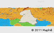 Shaded Relief Panoramic Map of Gbehlay, political outside