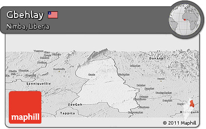 Silver Style Panoramic Map of Gbehlay