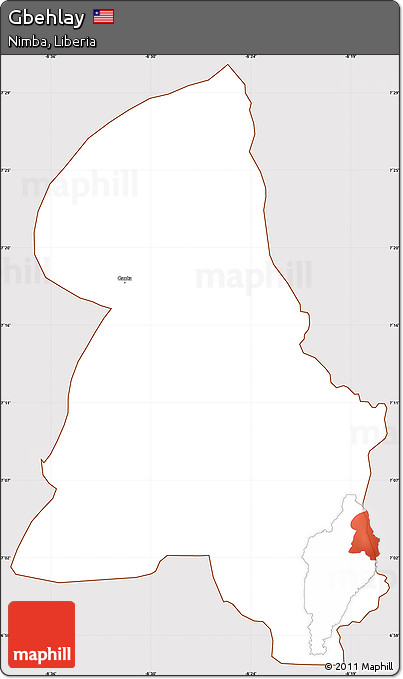 Classic Style Simple Map of Gbehlay, cropped outside