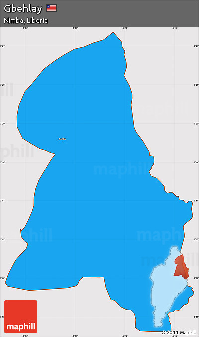 Political Simple Map of Gbehlay, cropped outside