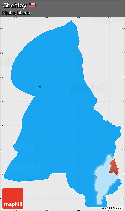 Political Simple Map of Gbehlay, single color outside