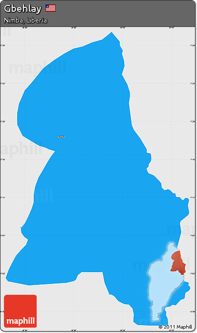Political Simple Map of Gbehlay, single color outside
