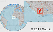 Gray Location Map of Nimba, within the entire country, hill shading