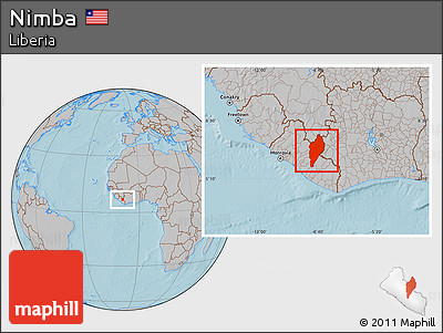 Gray Location Map of Nimba, hill shading