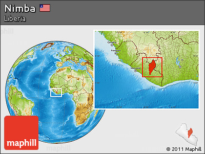 Physical Location Map of Nimba, within the entire country