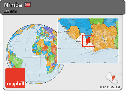 Political Location Map of Nimba, highlighted country