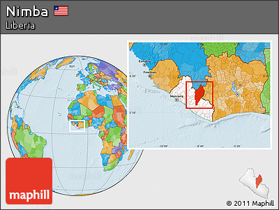Political Location Map of Nimba, highlighted country
