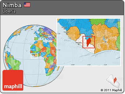 Political Location Map of Nimba, highlighted country