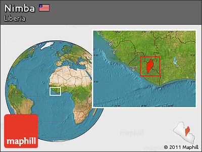Satellite Location Map of Nimba, within the entire country