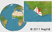 Satellite Location Map of Nimba, highlighted country, within the entire country