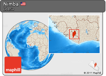 Shaded Relief Location Map of Nimba