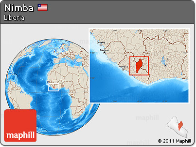 Shaded Relief Location Map of Nimba