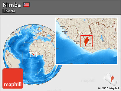 Shaded Relief Location Map of Nimba