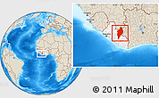 Shaded Relief Location Map of Nimba, highlighted country, within the entire country