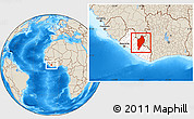 Shaded Relief Location Map of Nimba, highlighted country