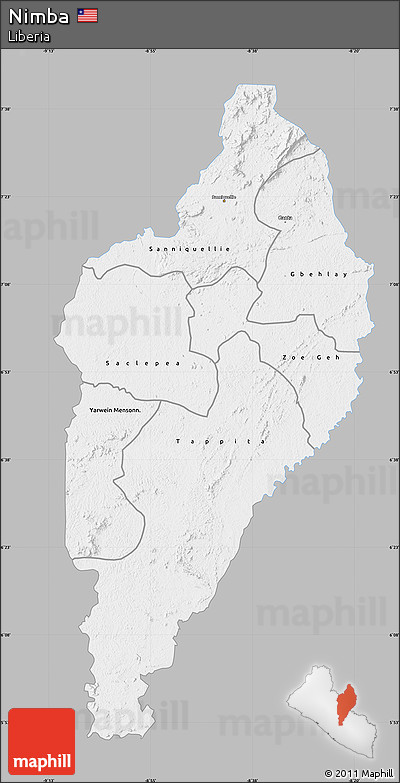 Gray Map of Nimba, single color outside